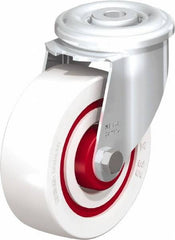 Blickle - 4" Diam x 1-3/8" Wide x 4-59/64" OAH Hollow Kingpin Mount Swivel Caster - Impact-Resistant Nylon, 330 Lb Capacity, Roller Bearing, Hollow Kingpin Stem - Apex Tool & Supply