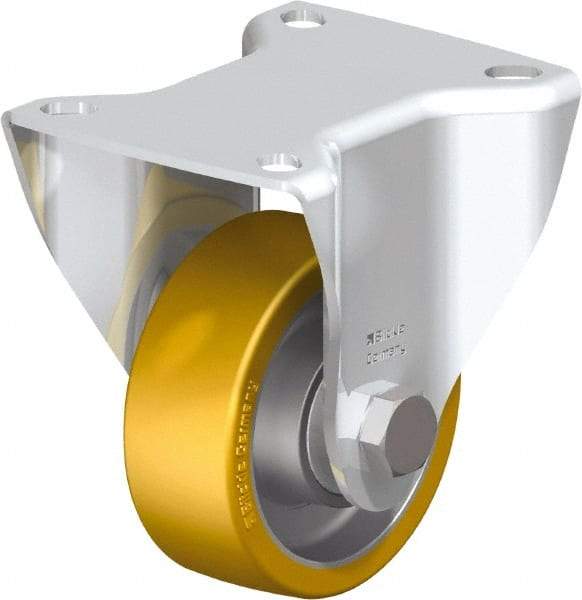 Blickle - 3" Diam x 1-3/16" Wide x 4-21/64" OAH Top Plate Mount Rigid Caster - Polyurethane-Elastomer Blickle Softhane, 396 Lb Capacity, Ball Bearing, 3-15/16 x 3-3/8" Plate - Apex Tool & Supply