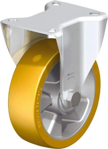 Blickle - 5" Diam x 1-9/16" Wide x 6-7/64" OAH Top Plate Mount Rigid Caster - Polyurethane-Elastomer Blickle Softhane, 770 Lb Capacity, Ball Bearing, 3-15/16 x 3-3/8" Plate - Apex Tool & Supply