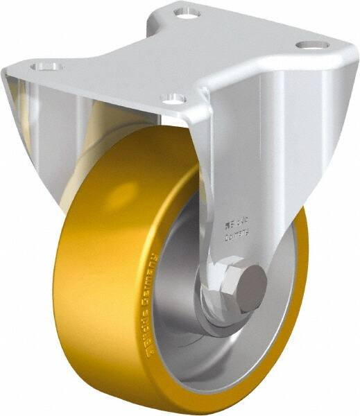 Blickle - 4" Diam x 1-9/16" Wide x 5-7/64" OAH Top Plate Mount Rigid Caster - Polyurethane-Elastomer Blickle Softhane, 550 Lb Capacity, Ball Bearing, 3-15/16 x 3-3/8" Plate - Apex Tool & Supply
