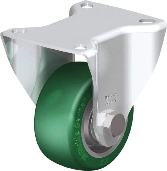 Blickle - 3" Diam x 1-9/16" Wide x 4-21/64" OAH Top Plate Mount Rigid Caster - Polyurethane-Elastomer Blickle Softhane, 506 Lb Capacity, Ball Bearing, 3-15/16 x 3-3/8" Plate - Apex Tool & Supply