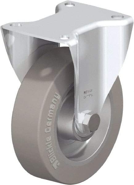 Blickle - 5" Diam x 1-9/16" Wide x 6-3/32" OAH Top Plate Mount Rigid Caster - Solid Rubber, 550 Lb Capacity, Ball Bearing, 3-15/16 x 3-3/8" Plate - Apex Tool & Supply