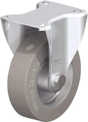 Blickle - 5" Diam x 1-9/16" Wide x 6-3/32" OAH Top Plate Mount Rigid Caster - Solid Rubber, 550 Lb Capacity, Ball Bearing, 3-15/16 x 3-3/8" Plate - Apex Tool & Supply