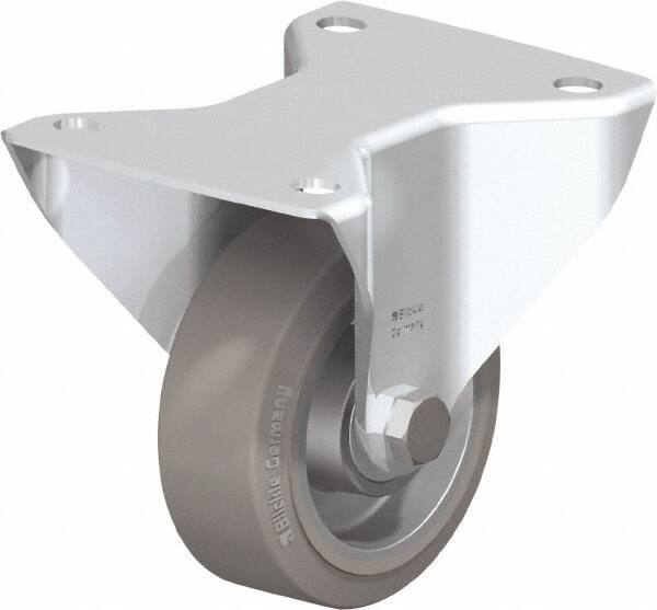 Blickle - 4" Diam x 1-9/16" Wide x 5-7/64" OAH Top Plate Mount Rigid Caster - Solid Rubber, 440 Lb Capacity, Ball Bearing, 5-1/2 x 4-3/8" Plate - Apex Tool & Supply
