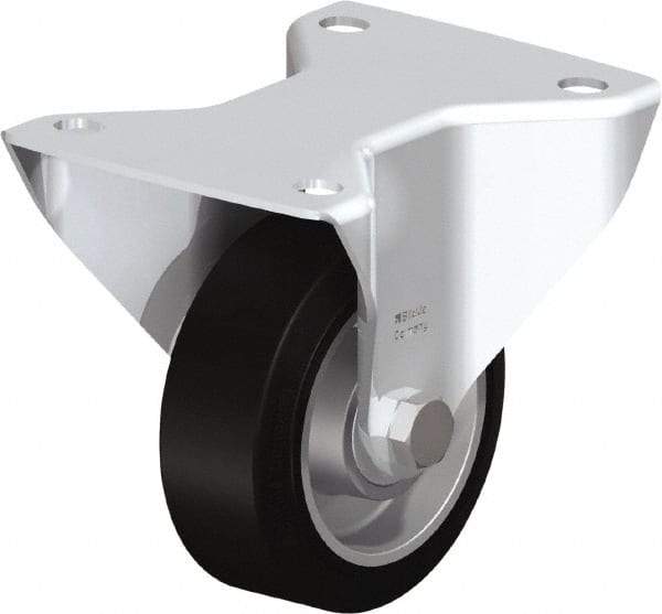 Blickle - 4" Diam x 1-9/16" Wide x 5-7/64" OAH Top Plate Mount Rigid Caster - Solid Rubber, 440 Lb Capacity, Ball Bearing, 5-1/2 x 4-3/8" Plate - Apex Tool & Supply