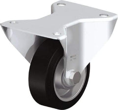 Blickle - 4" Diam x 1-9/16" Wide x 5-7/64" OAH Top Plate Mount Rigid Caster - Solid Rubber, 440 Lb Capacity, Ball Bearing, 5-1/2 x 4-3/8" Plate - Apex Tool & Supply