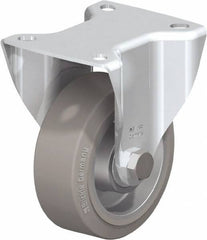 Blickle - 4" Diam x 1-9/16" Wide x 5-7/64" OAH Top Plate Mount Rigid Caster - Solid Rubber, 440 Lb Capacity, Ball Bearing, 3-15/16 x 3-3/8" Plate - Apex Tool & Supply