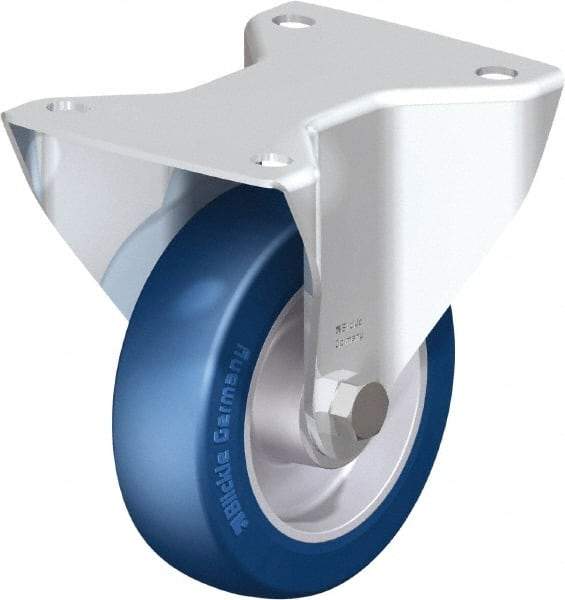 Blickle - 5" Diam x 1-9/16" Wide x 6-7/64" OAH Top Plate Mount Rigid Caster - Polyurethane-Elastomer Blickle Softhane, 770 Lb Capacity, Ball Bearing, 5-1/2 x 4-3/8" Plate - Apex Tool & Supply