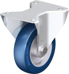 Blickle - 5" Diam x 1-9/16" Wide x 6-7/64" OAH Top Plate Mount Rigid Caster - Polyurethane-Elastomer Blickle Softhane, 770 Lb Capacity, Ball Bearing, 5-1/2 x 4-3/8" Plate - Apex Tool & Supply