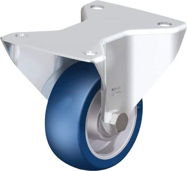 Blickle - 4" Diam x 1-9/16" Wide x 5-7/64" OAH Top Plate Mount Rigid Caster - Polyurethane-Elastomer Blickle Softhane, 660 Lb Capacity, Ball Bearing, 5-1/2 x 4-3/8" Plate - Apex Tool & Supply