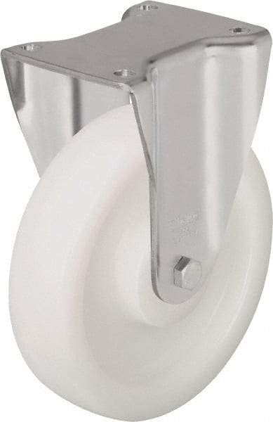 Blickle - 8" Diam x 2" Wide x 9-21/32" OAH Top Plate Mount Rigid Caster - Impact-Resistant Nylon, 1,980 Lb Capacity, Ball Bearing, 5-1/2 x 4-3/8" Plate - Apex Tool & Supply