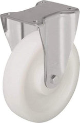 Blickle - 8" Diam x 2" Wide x 9-21/32" OAH Top Plate Mount Rigid Caster - Impact-Resistant Nylon, 1,980 Lb Capacity, Ball Bearing, 5-1/2 x 4-3/8" Plate - Apex Tool & Supply