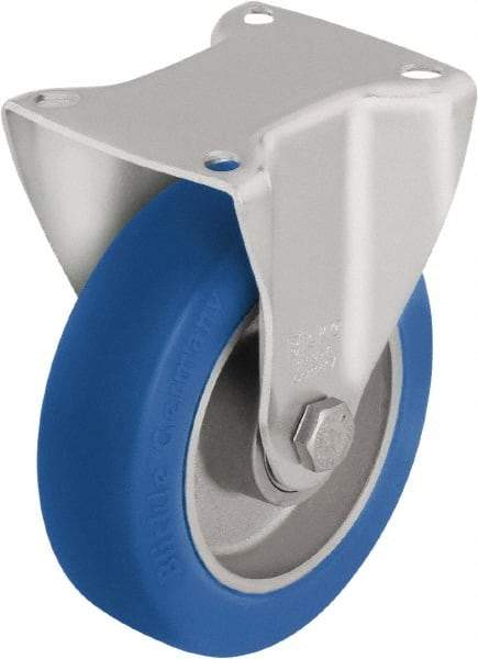 Blickle - 3" Diam x 1-9/16" Wide x 4-21/64" OAH Top Plate Mount Rigid Caster - Polyurethane-Elastomer Blickle Softhane, 528 Lb Capacity, Ball Bearing, 3-15/16 x 3-3/8" Plate - Apex Tool & Supply