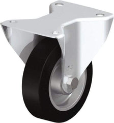 Blickle - 5" Diam x 1-9/16" Wide x 6-3/32" OAH Top Plate Mount Rigid Caster - Solid Rubber, 550 Lb Capacity, Ball Bearing, 5-1/2 x 4-3/8" Plate - Apex Tool & Supply