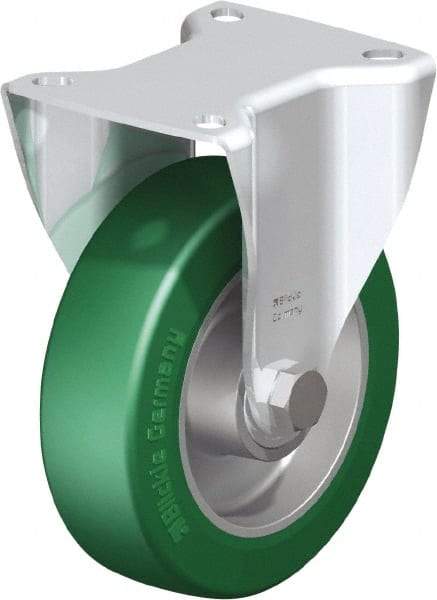 Blickle - 5" Diam x 1-9/16" Wide x 6-7/64" OAH Top Plate Mount Rigid Caster - Polyurethane-Elastomer Blickle Softhane, 770 Lb Capacity, Ball Bearing, 3-15/16 x 3-3/8" Plate - Apex Tool & Supply