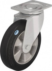 Blickle - 5" Diam x 2" Wide x 6-11/16" OAH Top Plate Mount Swivel Caster - Solid Rubber, 594 Lb Capacity, Ball Bearing, 5-1/2 x 4-3/8" Plate - Apex Tool & Supply