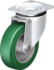 Blickle - 5" Diam x 1-37/64" Wide x 6-7/64" OAH Top Plate Mount Swivel Caster - Polyurethane-Elastomer Blickle Softhane, 770 Lb Capacity, Ball Bearing, 3-15/16 x 3-3/8" Plate - Apex Tool & Supply
