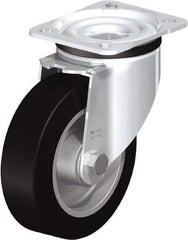 Blickle - 5" Diam x 1-37/64" Wide x 6-7/64" OAH Top Plate Mount Swivel Caster - Solid Rubber, 550 Lb Capacity, Ball Bearing, 3-15/16 x 3-3/8" Plate - Apex Tool & Supply