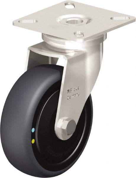 Blickle - 3" Diam x 63/64" Wide x 3-15/16" OAH Top Plate Mount Swivel Caster - Thermoplastic Rubber Elastomer (TPE), 110 Lb Capacity, Ball Bearing, 2-3/8 x 2-3/8" Plate - Apex Tool & Supply