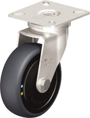 Blickle - 3" Diam x 63/64" Wide x 3-15/16" OAH Top Plate Mount Swivel Caster - Thermoplastic Rubber Elastomer (TPE), 110 Lb Capacity, Ball Bearing, 2-3/8 x 2-3/8" Plate - Apex Tool & Supply