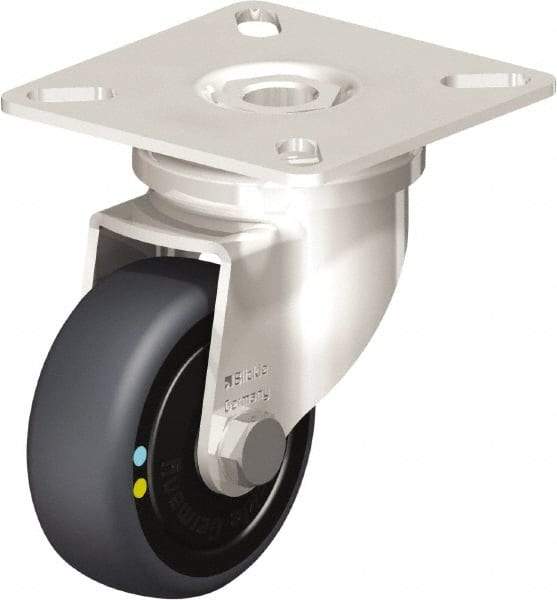 Blickle - 2" Diam x 3/4" Wide x 2-51/64" OAH Top Plate Mount Swivel Caster - Thermoplastic Rubber Elastomer (TPE), 66 Lb Capacity, Ball Bearing, 2-3/8 x 2-3/8" Plate - Apex Tool & Supply