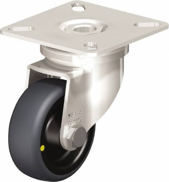 Blickle - 2" Diam x 3/4" Wide x 2-51/64" OAH Top Plate Mount Swivel Caster - Thermoplastic Rubber Elastomer (TPE), 66 Lb Capacity, Plain Bore Bearing, 2-3/8 x 2-3/8" Plate - Apex Tool & Supply