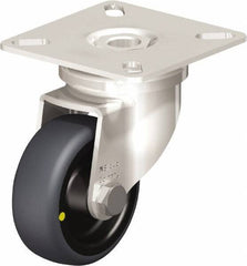 Blickle - 2" Diam x 3/4" Wide x 2-51/64" OAH Top Plate Mount Swivel Caster - Thermoplastic Rubber Elastomer (TPE), 66 Lb Capacity, Plain Bore Bearing, 2-3/8 x 2-3/8" Plate - Apex Tool & Supply