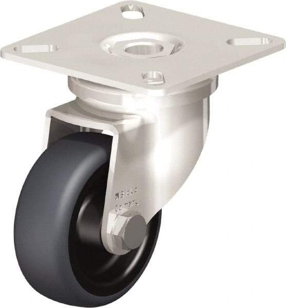 Blickle - 2" Diam x 3/4" Wide x 2-51/64" OAH Top Plate Mount Swivel Caster - Thermoplastic Rubber Elastomer (TPE), 110 Lb Capacity, Plain Bore Bearing, 2-3/8 x 2-3/8" Plate - Apex Tool & Supply