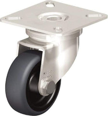 Blickle - 2" Diam x 3/4" Wide x 2-51/64" OAH Top Plate Mount Swivel Caster - Thermoplastic Rubber Elastomer (TPE), 110 Lb Capacity, Plain Bore Bearing, 2-3/8 x 2-3/8" Plate - Apex Tool & Supply