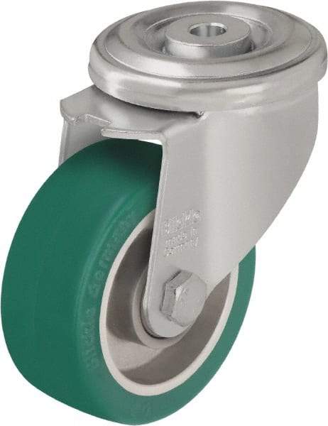 Blickle - 3" Diam x 1-37/64" Wide x 4-21/64" OAH Hollow Kingpin Mount Swivel Caster - Polyurethane-Elastomer Blickle Softhane, 506 Lb Capacity, Ball Bearing, Hollow Kingpin Stem - Apex Tool & Supply