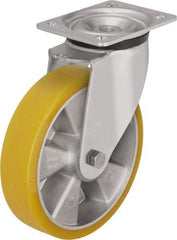 Blickle - 6-1/2" Diam x 1-31/32" Wide x 7-61/64" OAH Top Plate Mount Swivel Caster - Polyurethane-Elastomer Blickle Extrathane, 1,210 Lb Capacity, Ball Bearing, 5-1/2 x 4-3/8" Plate - Apex Tool & Supply
