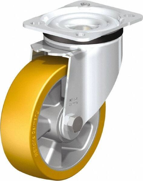Blickle - 5" Diam x 1-9/16" Wide x 6-7/64" OAH Top Plate Mount Swivel Caster - Polyurethane-Elastomer Blickle Extrathane, 770 Lb Capacity, Ball Bearing, 3-15/16 x 3-3/8" Plate - Apex Tool & Supply