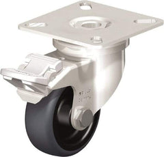 Blickle - 2" Diam x 3/4" Wide x 2-51/64" OAH Top Plate Mount Swivel Caster with Brake - Thermoplastic Rubber Elastomer (TPE), 110 Lb Capacity, Plain Bore Bearing, 2-3/8 x 2-3/8" Plate - Apex Tool & Supply