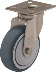 Blickle - 2" Diam x 3/4" Wide x 2-51/64" OAH Top Plate Mount Swivel Caster - Thermoplastic Rubber Elastomer (TPE), 110 Lb Capacity, Ball Bearing, 2-3/8 x 2-3/8" Plate - Apex Tool & Supply