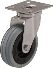 Blickle - 3" Diam x 63/64" Wide x 3-15/16" OAH Top Plate Mount Swivel Caster - Solid Rubber, 132 Lb Capacity, Plain Bore Bearing, 2-3/8 x 2-3/8" Plate - Apex Tool & Supply