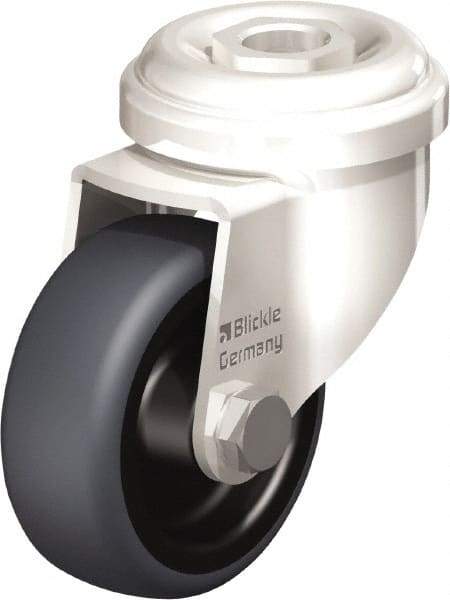 Blickle - 2" Diam x 3/4" Wide x 2-23/32" OAH Hollow Kingpin Mount Swivel Caster - Thermoplastic Rubber Elastomer (TPE), 110 Lb Capacity, Plain Bore Bearing, Hollow Kingpin Stem - Apex Tool & Supply