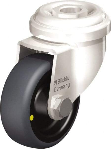 Blickle - 2" Diam x 3/4" Wide x 2-23/32" OAH Hollow Kingpin Mount Swivel Caster - Thermoplastic Rubber Elastomer (TPE), 66 Lb Capacity, Plain Bore Bearing, Hollow Kingpin Stem - Apex Tool & Supply
