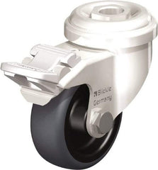 Blickle - 2" Diam x 3/4" Wide x 2-23/32" OAH Hollow Kingpin Mount Swivel Caster with Brake - Thermoplastic Rubber Elastomer (TPE), 110 Lb Capacity, Plain Bore Bearing, Hollow Kingpin Stem - Apex Tool & Supply