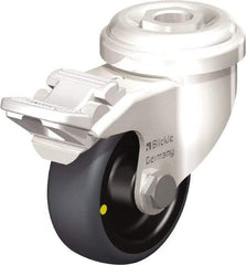 Blickle - 2" Diam x 3/4" Wide x 2-23/32" OAH Hollow Kingpin Mount Swivel Caster with Brake - Thermoplastic Rubber Elastomer (TPE), 66 Lb Capacity, Plain Bore Bearing, Hollow Kingpin Stem - Apex Tool & Supply