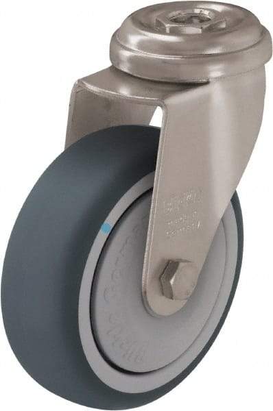 Blickle - 3" Diam x 63/64" Wide x 3-27/32" OAH Hollow Kingpin Mount Swivel Caster - Thermoplastic Rubber Elastomer (TPE), 165 Lb Capacity, Ball Bearing, Hollow Kingpin Stem - Apex Tool & Supply