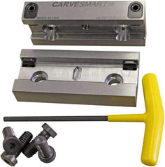 CarveSmart - 3/4" Jaw Width, 1.685" Jaw Height, 3/4" Jaw Thickness, Quick Change Jaw System Vise Jaw Sets - Steel, Bolt-On, 2 Jaws, Semi-Hard Jaws - Apex Tool & Supply