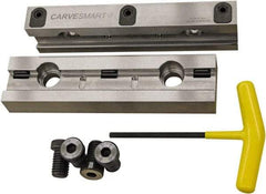 CarveSmart - 1" Jaw Width, 1.99" Jaw Height, 1" Jaw Thickness, Quick Change Jaw System Vise Jaw Sets - Steel, Bolt-On, 2 Jaws, Semi-Hard Jaws - Apex Tool & Supply