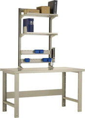 Rousseau Metal - No Drawers, 2 Shelf Workstation - 1,100 Lb Capacity, Steel Top, Everest Blue, 60" Wide x 80" High x 30" Long - Apex Tool & Supply