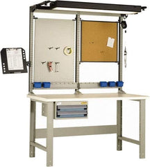Rousseau Metal - 2 Drawer, Workstation - 1,100 Lb Capacity, Plastic Top, Everest Blue, 60" Wide x 80" High x 30" Long - Apex Tool & Supply