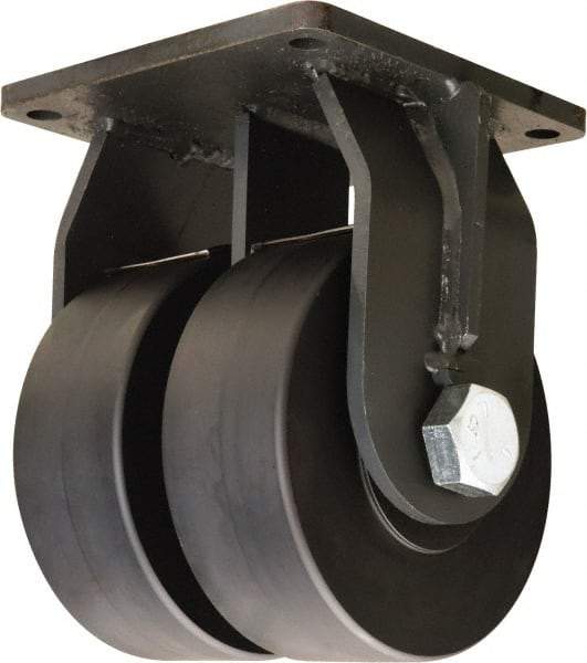 Hamilton - 6" Diam x 3" Wide x 10" OAH Top Plate Mount Dual Rigid Caster - Nylon, 10,800 Lb Capacity, Sealed Precision Ball Bearing, 8-1/2 x 8-1/2" Plate - Apex Tool & Supply