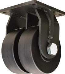 Hamilton - 10" Diam x 3" Wide x 13" OAH Top Plate Mount Dual Rigid Caster - Nylon, 15,200 Lb Capacity, Sealed Precision Ball Bearing, 8-1/2 x 8-1/2" Plate - Apex Tool & Supply
