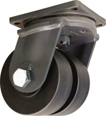 Hamilton - 6" Diam x 3" Wide x 10" OAH Top Plate Mount Dual Swivel Caster - Nylon, 10,800 Lb Capacity, Sealed Precision Ball Bearing, 8-1/2 x 8-1/2" Plate - Apex Tool & Supply