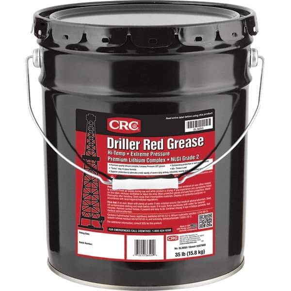 CRC - 35 Lb Pail Lithium Extreme Pressure Grease - Red, Extreme Pressure & High Temperature, 400°F Max Temp, NLGIG 2, - Apex Tool & Supply