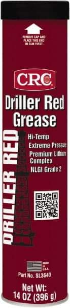 CRC - 14 oz Cartridge Lithium Extreme Pressure Grease - Red, Extreme Pressure & High Temperature, 400°F Max Temp, NLGIG 2, - Apex Tool & Supply