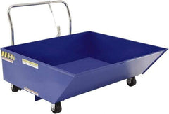 Vestil - 292 Lb Load Capacity, 1/2 Cu Yd, Steel Low Profile - 48-7/16" Wide x 54-1/16" Long x 34" High, Blue - Apex Tool & Supply